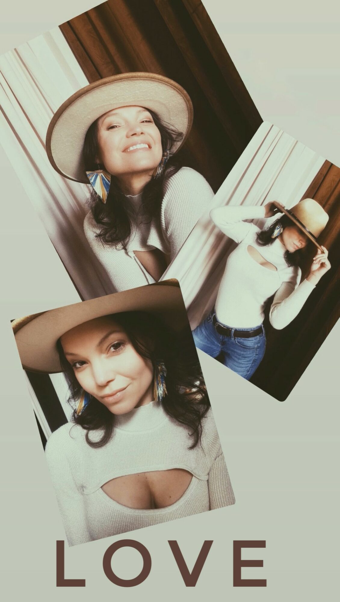 Two women smiling, one wearing a wide-brimmed hat, the other with a hat and sunglasses, in casual clothing.