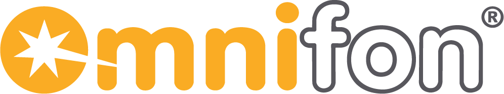 Logo with a star symbol and the word 'omni' in orange and black text